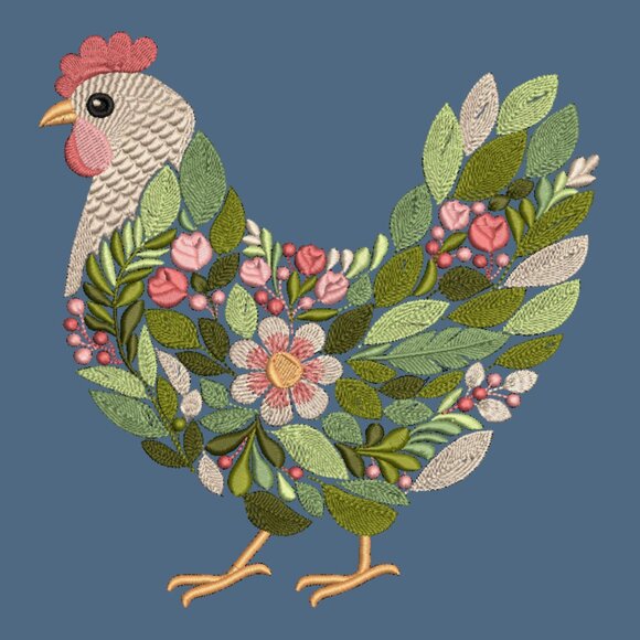 Chicken Sweatshirt Embroidered Floral Hen Adult Unisex Crewneck Sweatshirt Farm - Picture 8 of 12